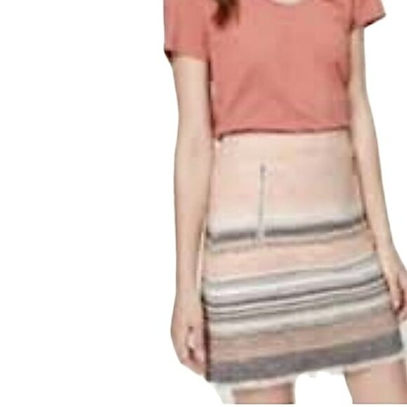 Ann Taylor Loft Women's Tweed Mini Skirt Size 14 Pink Peach Zipper Pockets - Picture 15 of 15